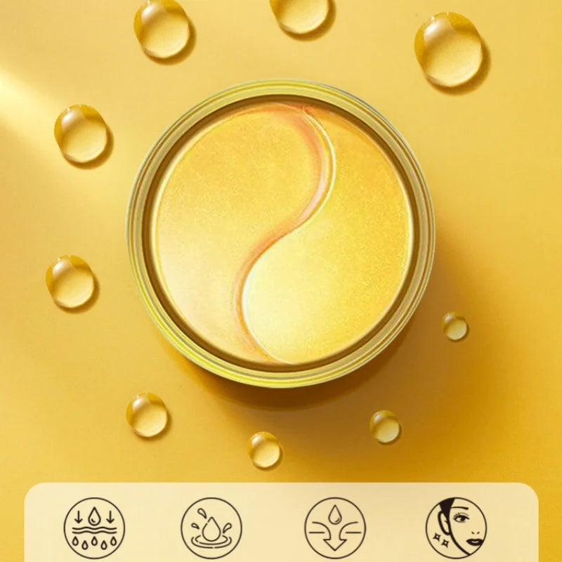 60-Piece Pack of Unisex Adult Gold Eye Patches, Moisturizing Eye Patches Rich in Collagen and Hyaluronic Acid, Alcohol-Free, Suitable for All Skin Types, to Help You Create a Firm and Radiant Eye Area.