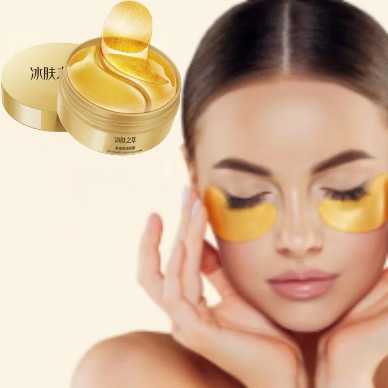 60-Piece Pack of Unisex Adult Gold Eye Patches, Moisturizing Eye Patches Rich in Collagen and Hyaluronic Acid, Alcohol-Free, Suitable for All Skin Types, to Help You Create a Firm and Radiant Eye Area.